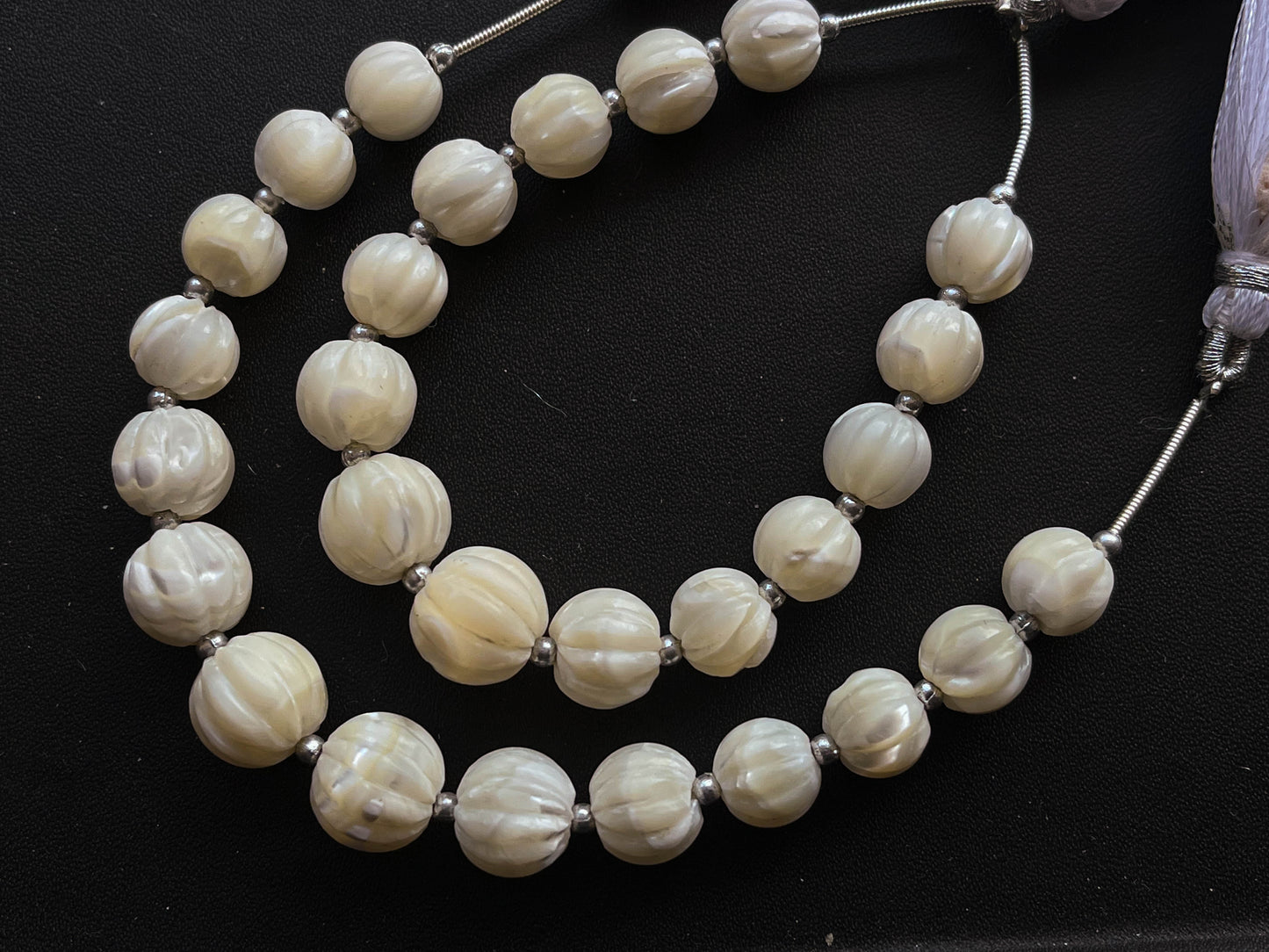 Mother of Pearl Carved Melons shape Beads | 14 Pieces Beadsforyourjewelry