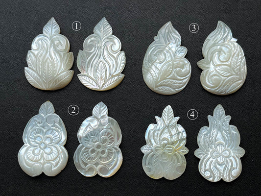 Mother of Pearl Carving Pair Set, Pearl carving Beadsforyourjewelry
