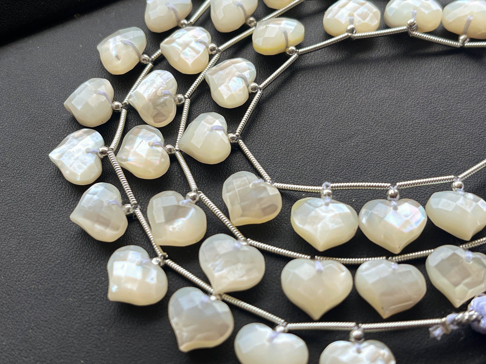 Mother of Pearl Heart Shape Faceted Beads Beadsforyourjewelry