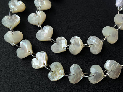 Mother of Pearl Heart Shape Faceted Double drill Beads Beadsforyourjewelry