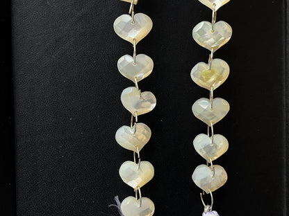 Mother of Pearl Heart Shape Faceted Double drill Beads Beadsforyourjewelry