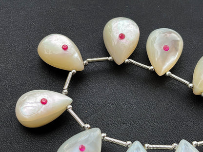 Mother of pearl and Cubic Zirconia Pear shape Beads Beadsforyourjewelry