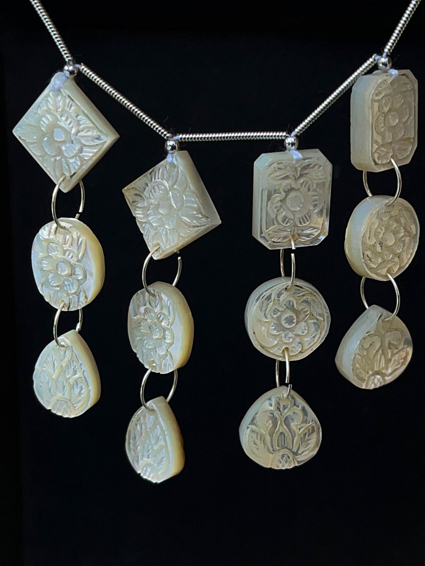 Mother of pearl carved double drill pair beads Beadsforyourjewelry