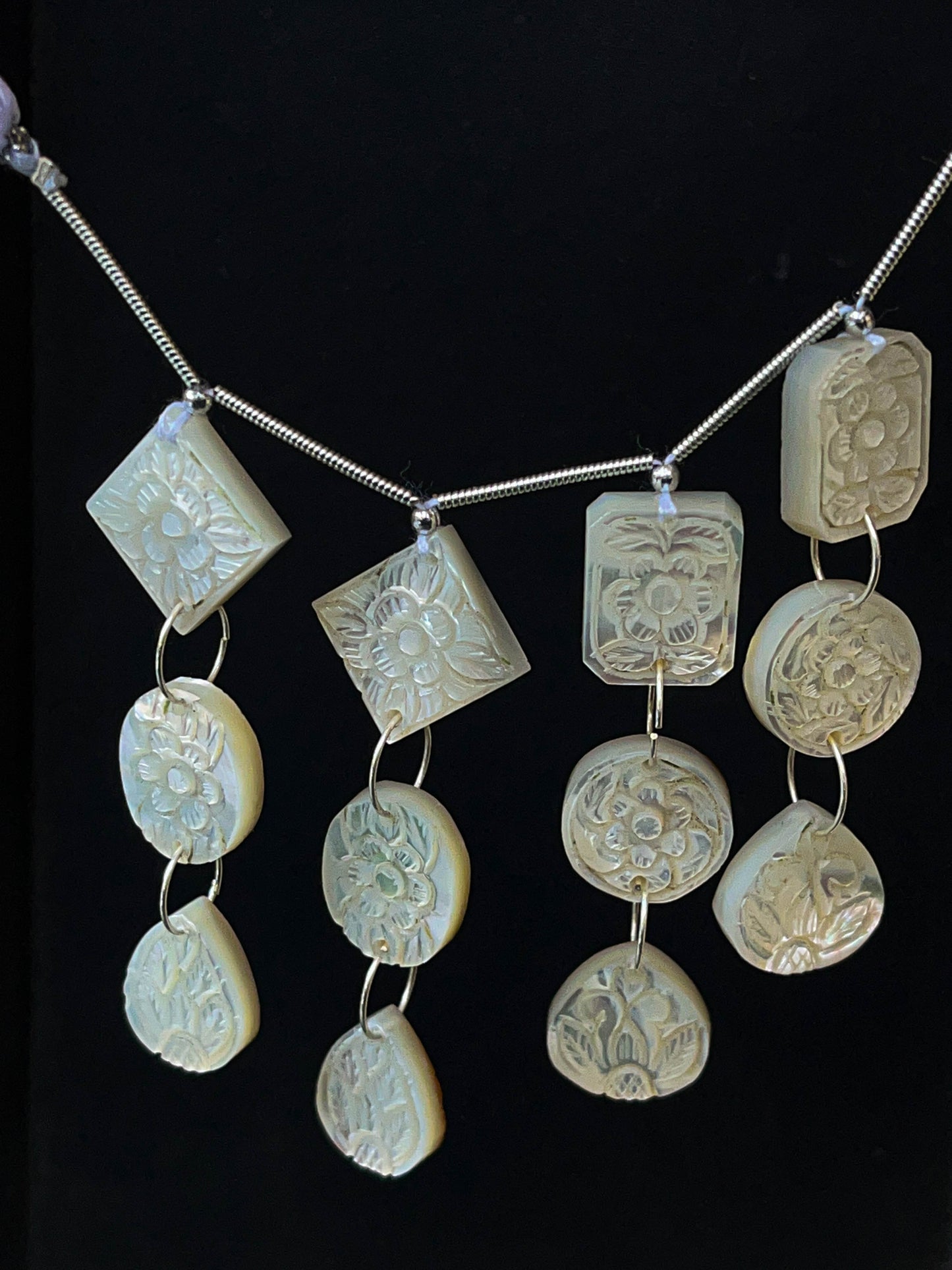 Mother of pearl carved double drill pair beads Beadsforyourjewelry