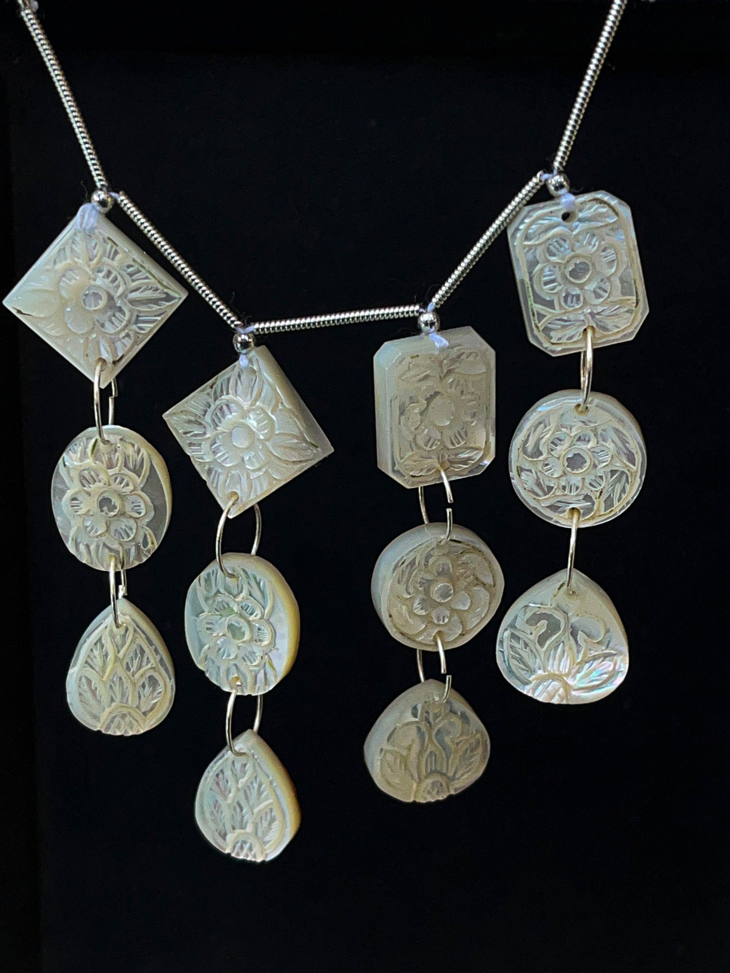 Mother of pearl carved double drill pair beads Beadsforyourjewelry