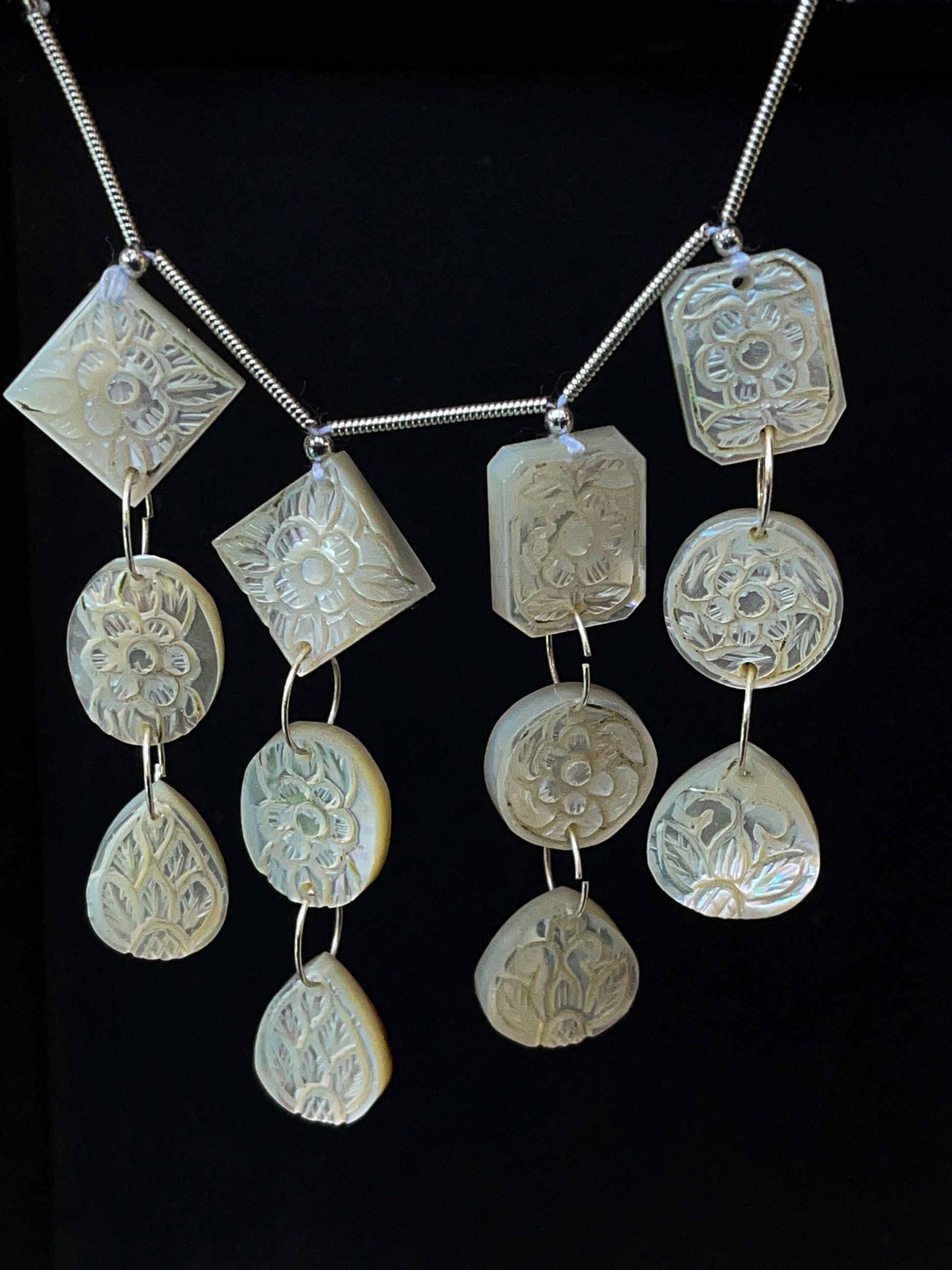 Mother of pearl carved double drill pair beads Beadsforyourjewelry