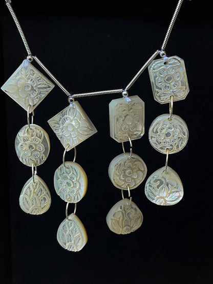 Mother of pearl carved double drill pair beads Beadsforyourjewelry