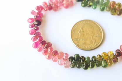 Multi Tourmaline Faceted Drops | 4x6mm | 8 Inch | 100 Pieces Beadsforyourjewelry