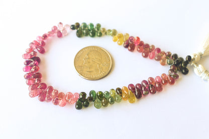 Multi Tourmaline Faceted Drops | 4x6mm | 9 Inch | 105 Pieces Beadsforyourjewelry