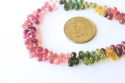 Multi Tourmaline Faceted Drops | 4x6mm | 9 Inch | 105 Pieces Beadsforyourjewelry