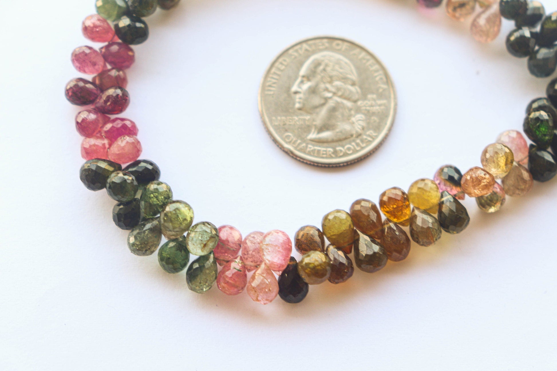Multi Tourmaline Faceted Drops | 5x7mm | 9 inch | 88 Pieces | Natural Tourmaline Gemstone | Beadsforyourjewellery | BFYJ894 Beadsforyourjewelry