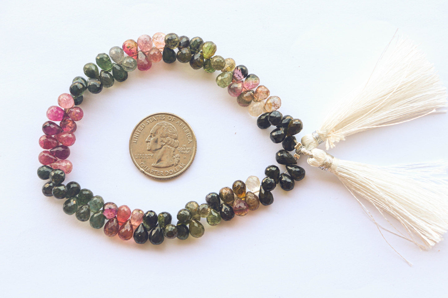 Multi Tourmaline Faceted Drops | 5x7mm | 9 inch | 89 Pieces | Natural Tourmaline Gemstone | Beadsforyourjewellery | BFYJ896 Beadsforyourjewelry