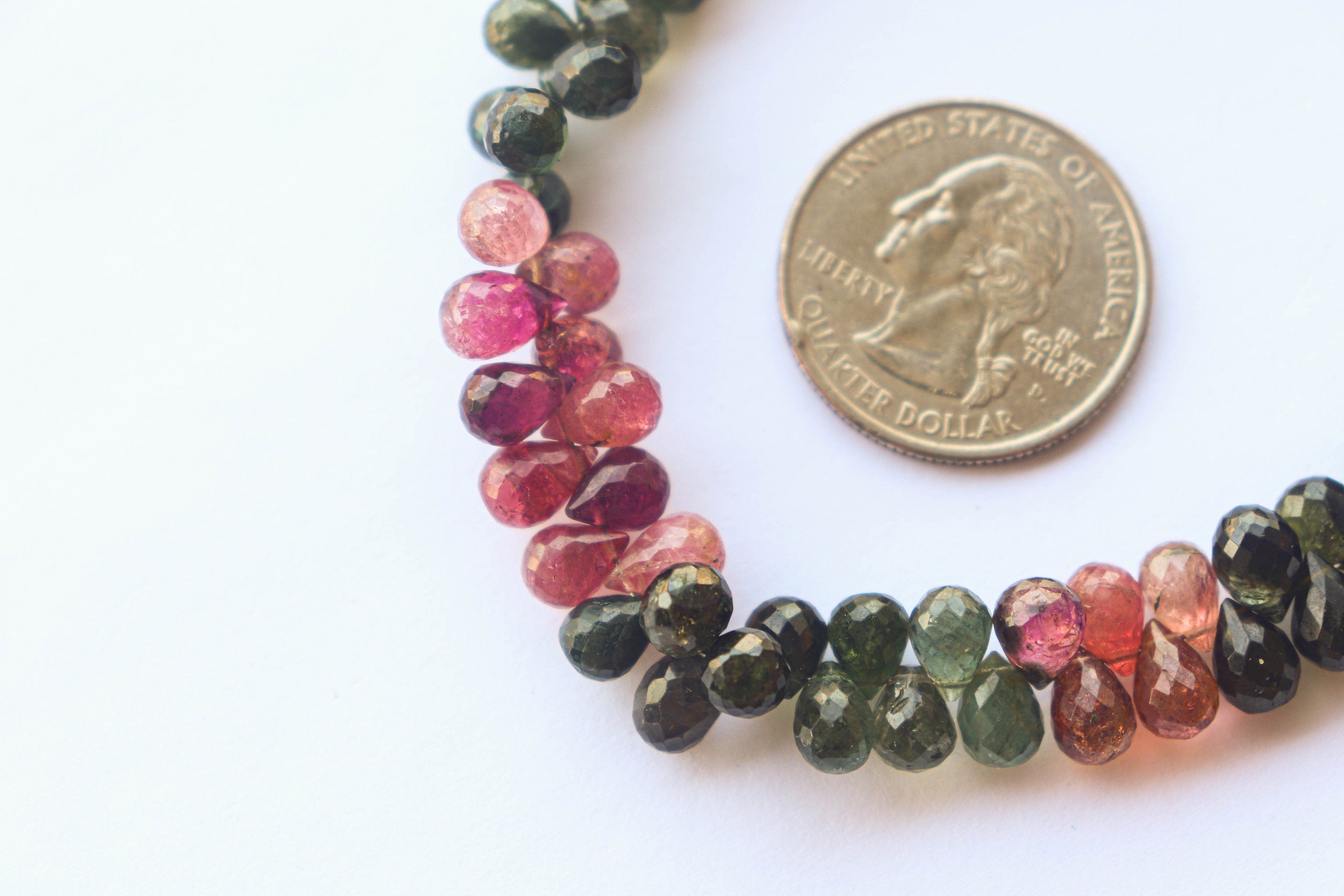 Multi Tourmaline Faceted Drops | 5x7mm | 9 inch | 89 Pieces | Natural Tourmaline Gemstone | Beadsforyourjewellery | BFYJ896 Beadsforyourjewelry