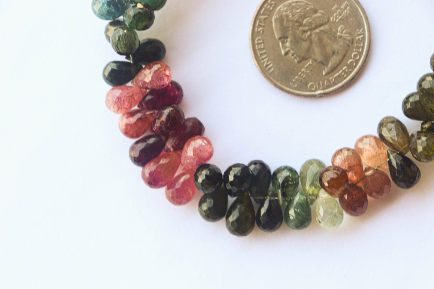 Multi Tourmaline Faceted Drops | 6x8mm | 9 inch | 85 Pieces | Natural Tourmaline Gemstone | Beadsforyourjewellery | BFYJ897 Beadsforyourjewelry