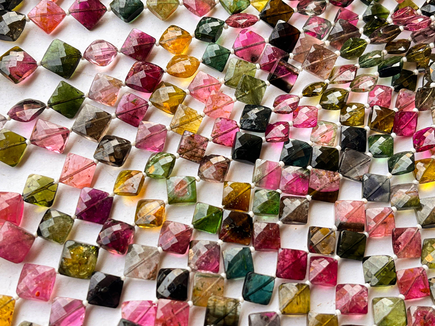 Multi Tourmaline Square Shape Faceted Beads Beadsforyourjewelry