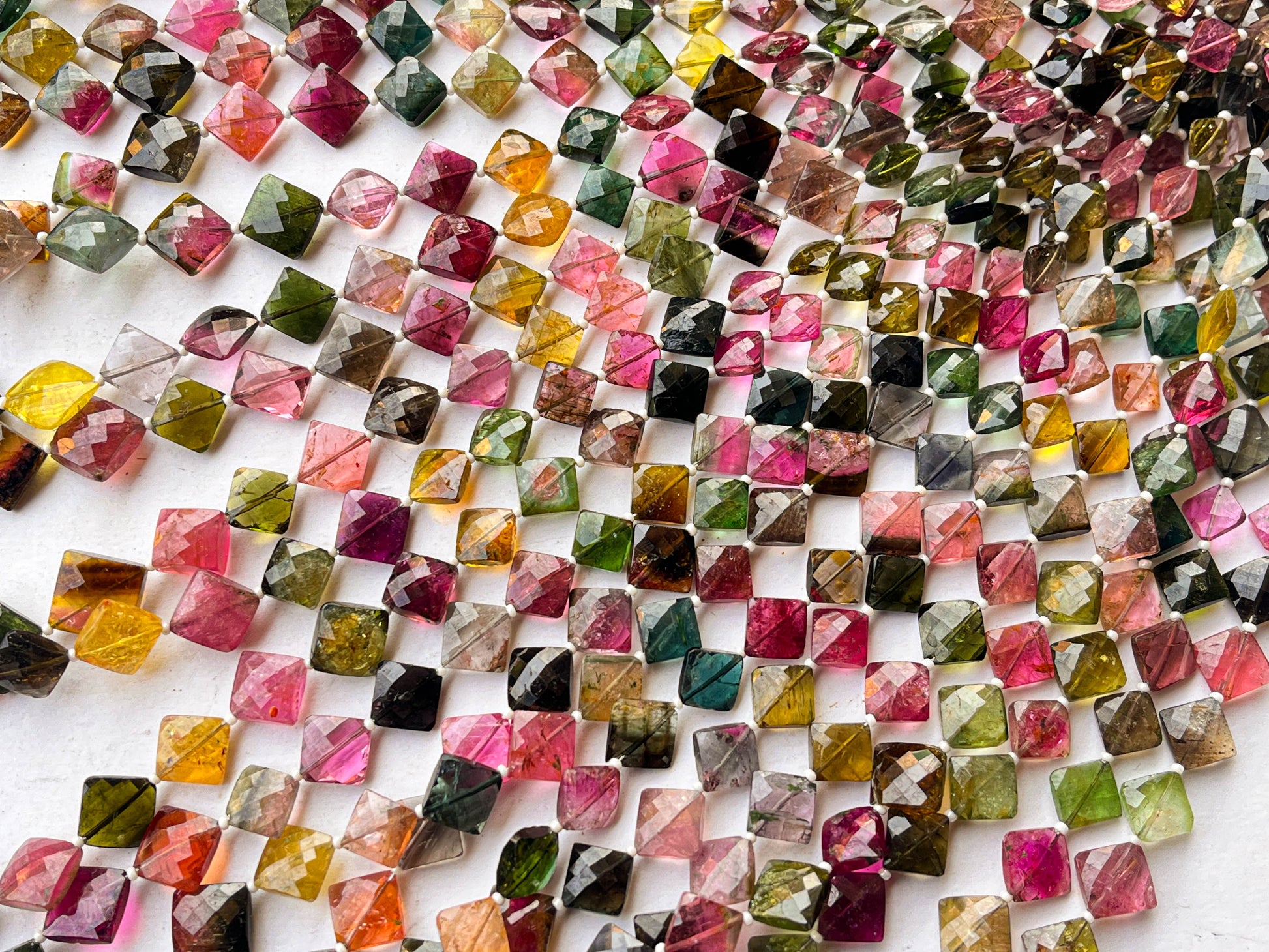 Multi Tourmaline Square Shape Faceted Beads Beadsforyourjewelry