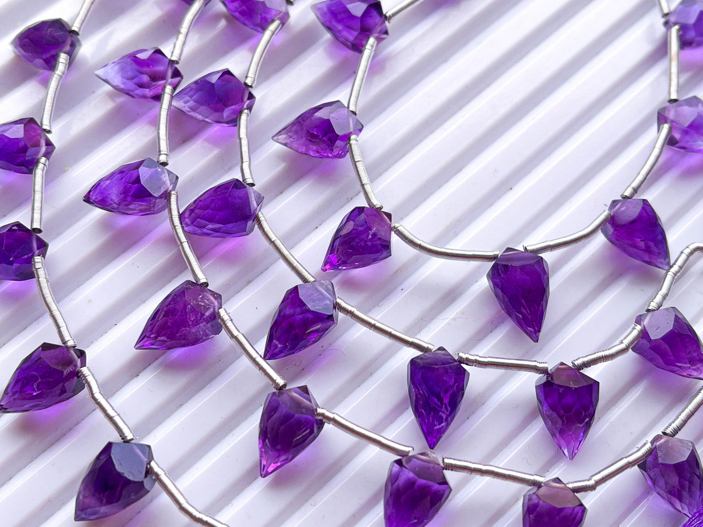 Natural Amethyst 4 Point Faceted Drops Beadsforyourjewelry