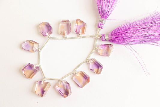 Natural Ametrine Beads Uneven Shape Faceted Tumbles | 10x12mm | 10 Pieces | 7 inch | High Quality Ametrine | Beadsforyourjewellery Beadsforyourjewelry