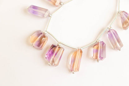 Natural Ametrine Beads Uneven Shape Faceted Tumbles | 8x12mm-10x14mm | 10 Pieces | 6 inch | High Quality Ametrine | Beadsforyourjewellery | BFYJ1114 Beadsforyourjewelry