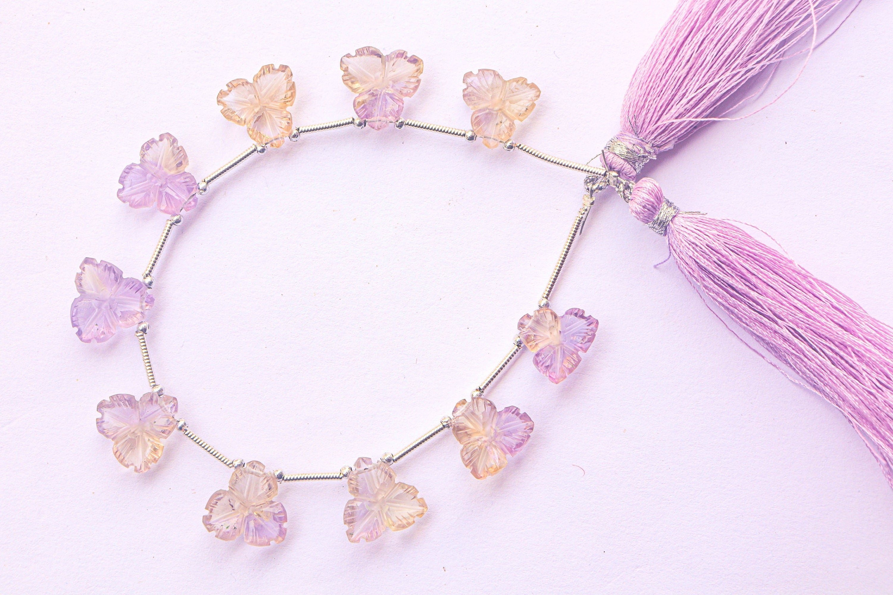 Natural Ametrine Flower Carving  Beads Beadsforyourjewelry