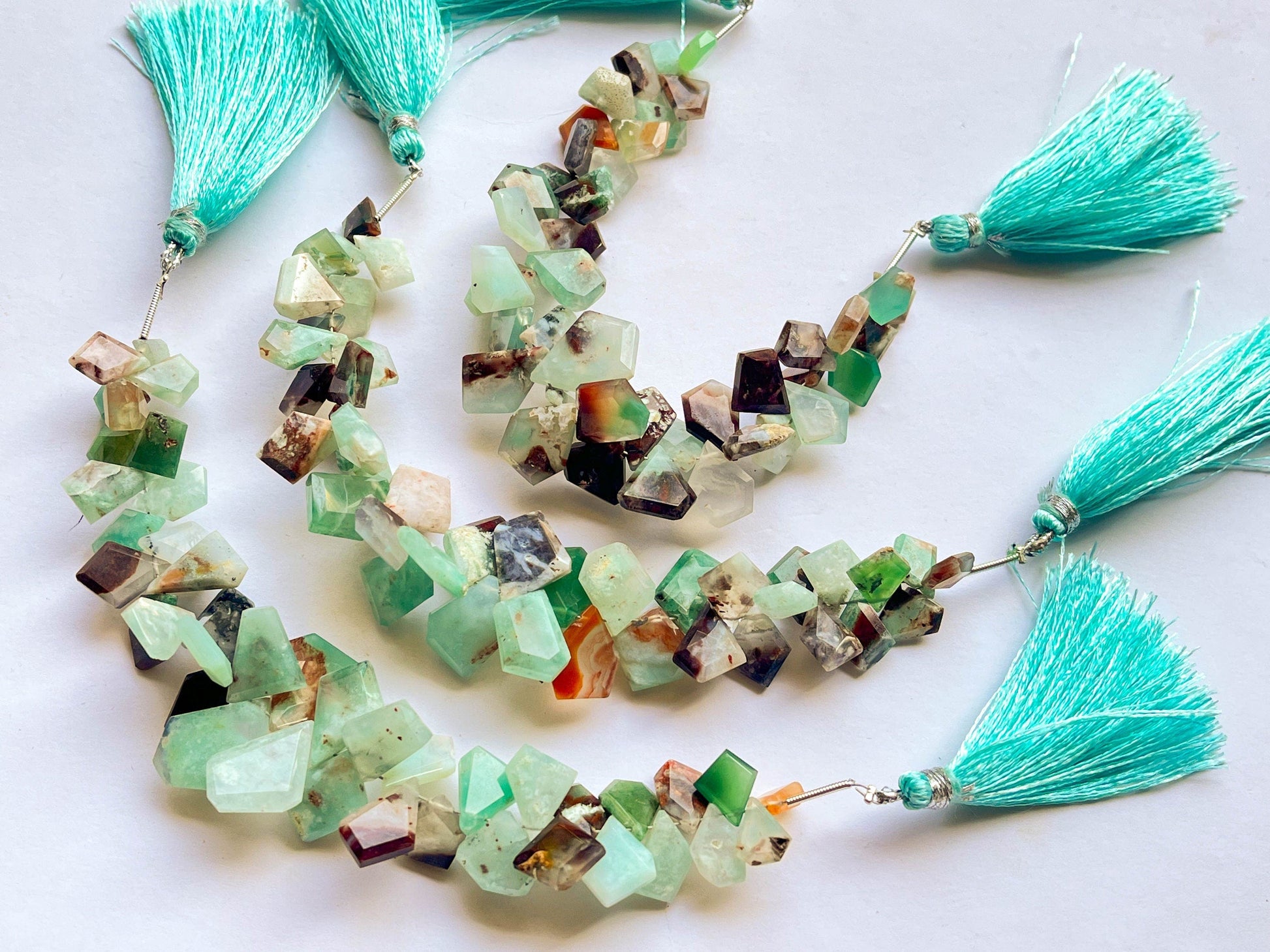 Natural Aquaprase Slice Shape Briolette Beads, Natural Gemstone, Aquaprase Beads, High Quality Aquaprase Gemstone Beads, 6 inch String Beadsforyourjewelry