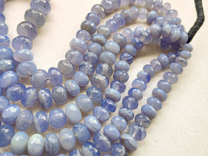 Natural Blue Chalcedony Rondelle Shape faceted beads Beadsforyourjewelry