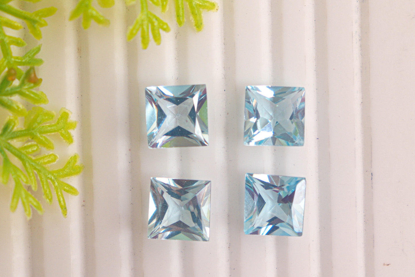 Natural Blue Topaz Gemstone Square Shape | 8x8mm | 4 Pieces | November Birthstone | Natural Gemstone | Loose Stone Beadsforyourjewelry