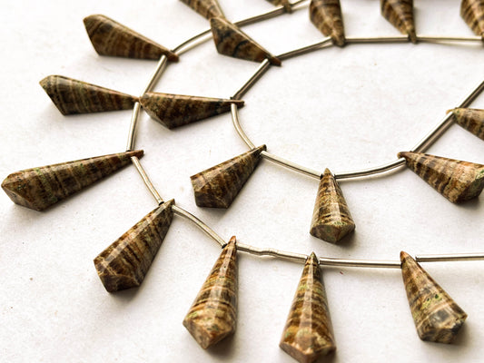 Natural Brown Stripes Jasper cone shape briolette beads Beadsforyourjewelry