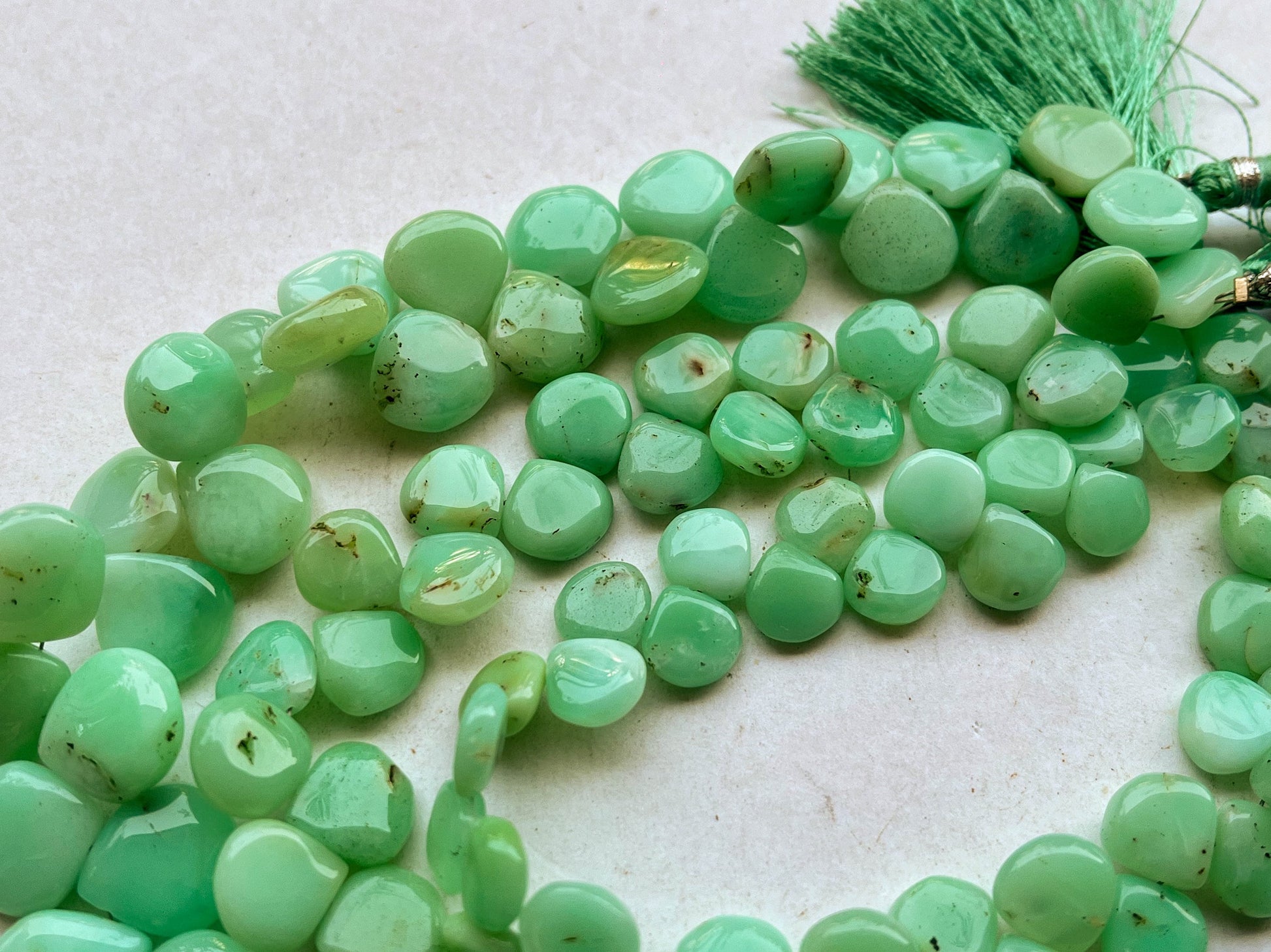 Natural Chrysoprase Smooth Heart Shape Briolette Beads Beadsforyourjewelry