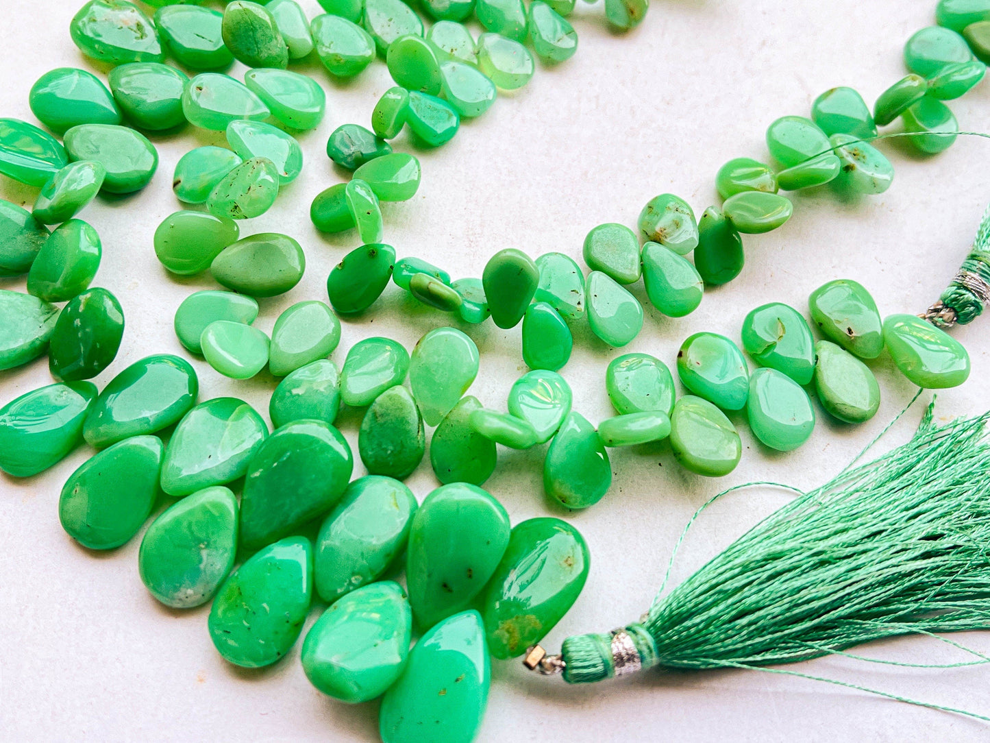 Natural Chrysoprase Smooth Pear Shape Briolette Beads, 8 Inch Beadsforyourjewelry