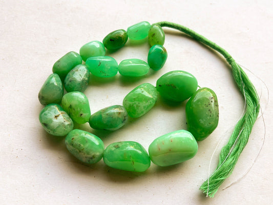Natural Chrysoprase Smooth Tumble Shape Beads, 15 inch Beadsforyourjewelry
