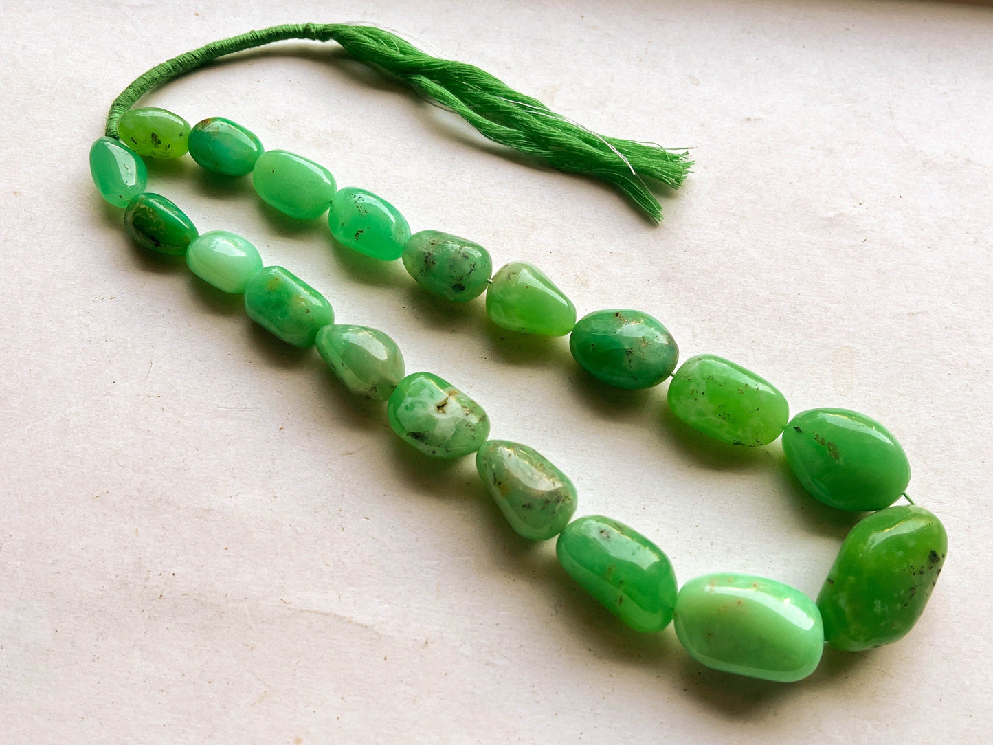 Natural Chrysoprase Smooth Tumble Shape Beads, 15 inch Beadsforyourjewelry