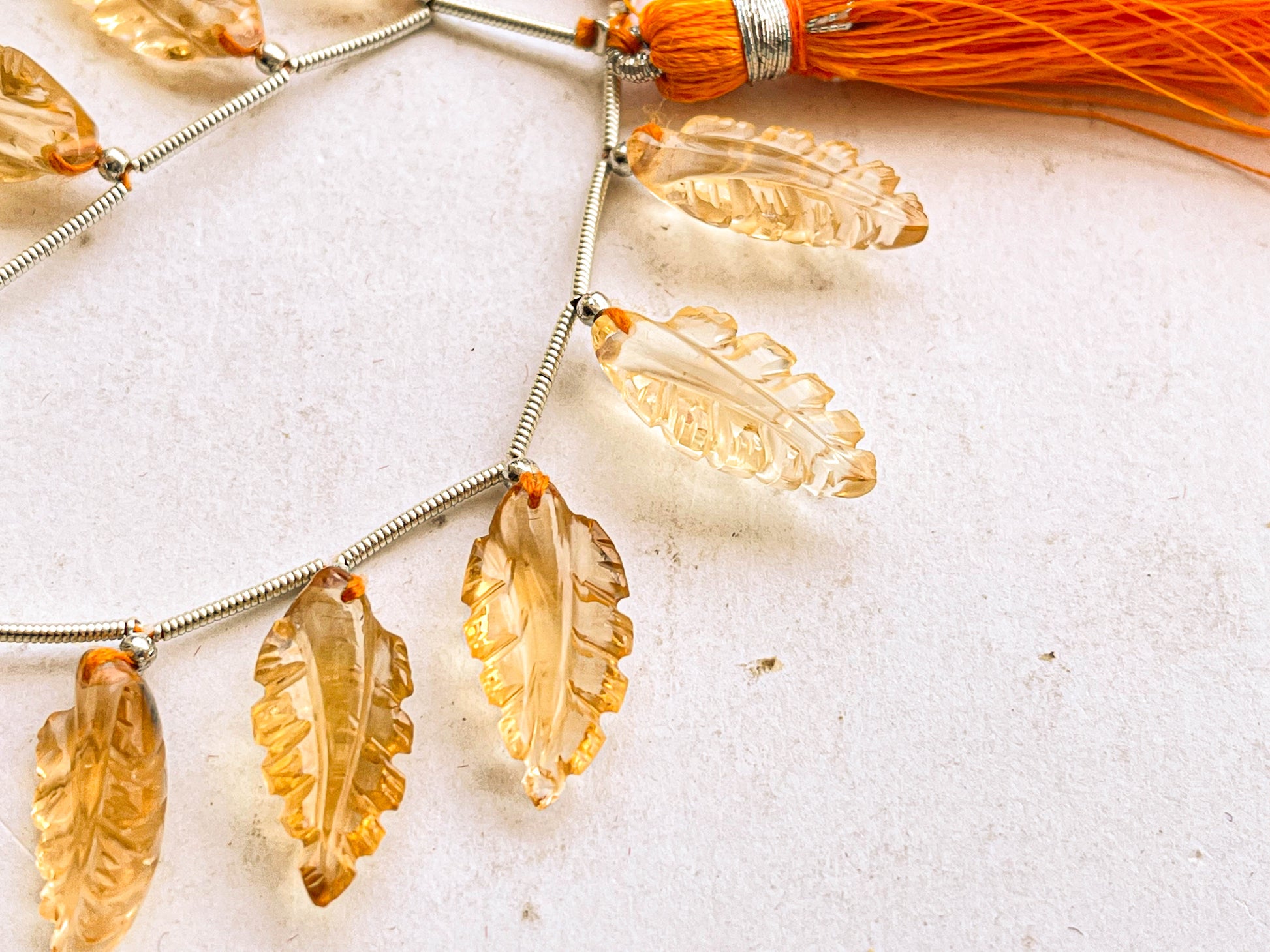 Natural Citrine Leaf Carving Beads | 9x18mm to 10x20mm | 11 Pieces Beadsforyourjewelry