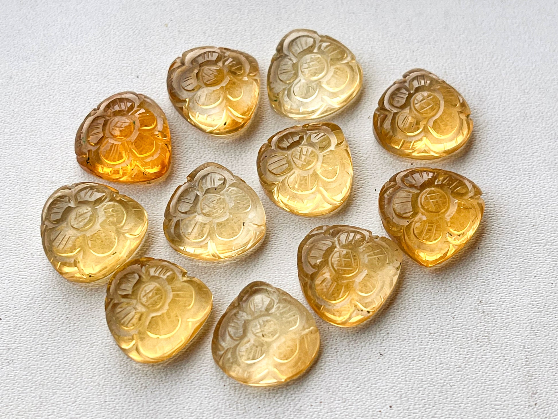 Natural Citrine flower carved Mix shape Cabs Beadsforyourjewelry