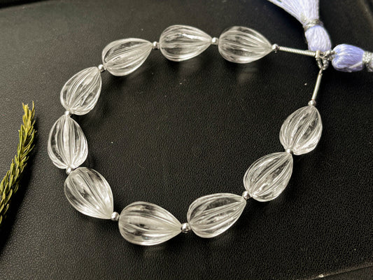 Natural Crystal Quartz Carved Drops Beadsforyourjewelry