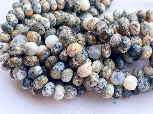 Natural Dendrite Opal Rondelle Shape faceted beads Beadsforyourjewelry