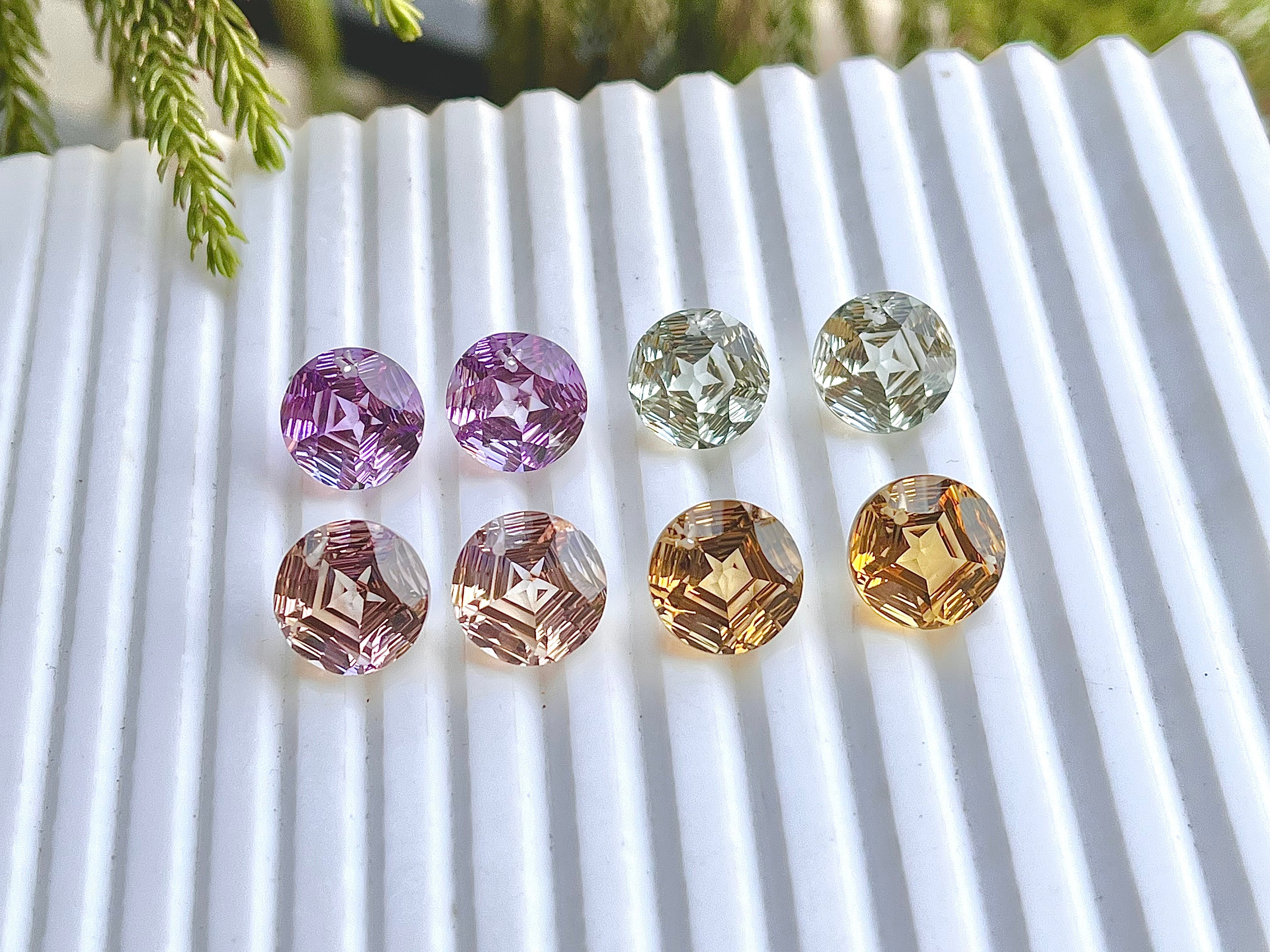 Natural Gemstones Round Shape Star Step Concave Cut Pairs Beadsforyourjewelry