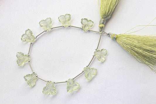 Natural Green Amethyst Flower Carving  Beads Beadsforyourjewelry