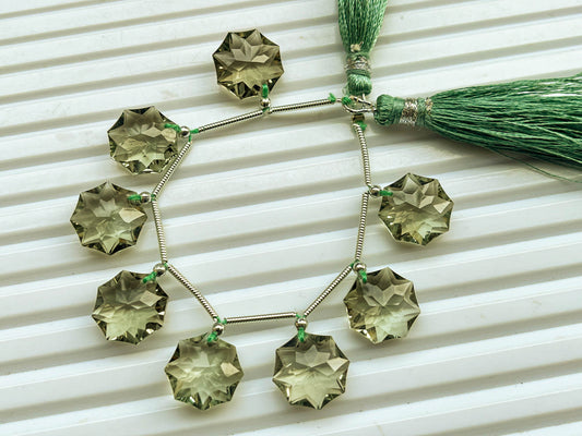 Natural Green Amethyst Rosette Concave Cut beads Beadsforyourjewelry
