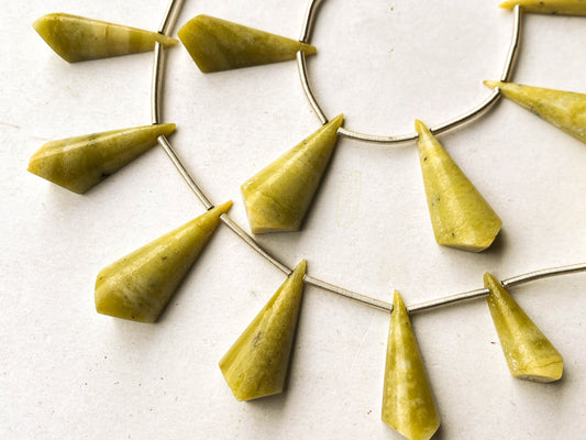 Natural Lemon Jasper cone shape briolette beads Beadsforyourjewelry