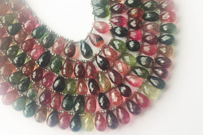 Natural Multi Tourmaline Gemstone Faceted Drops Beadsforyourjewelry