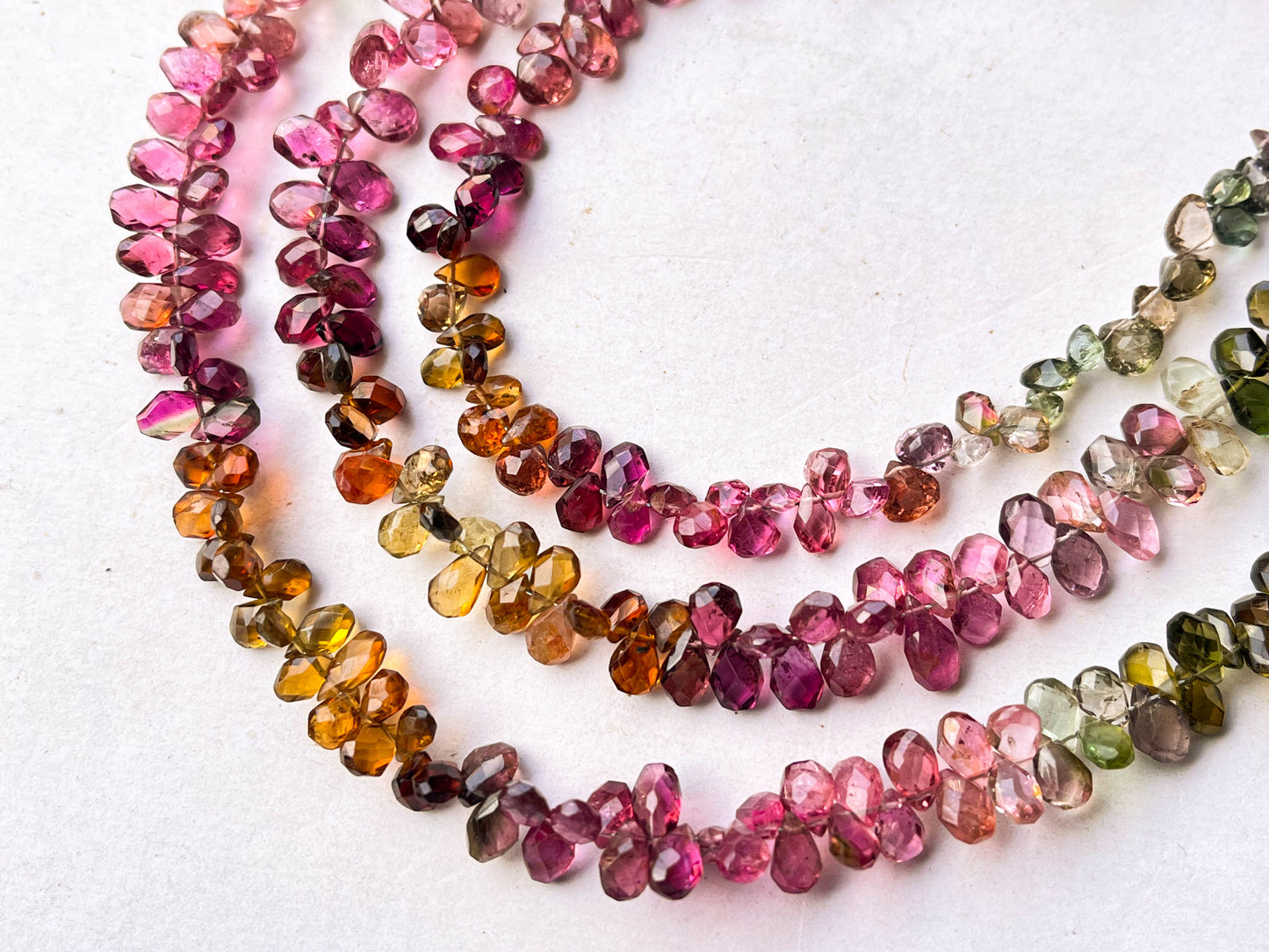 Natural Multi Tourmaline faceted Briolette Beads Beadsforyourjewelry