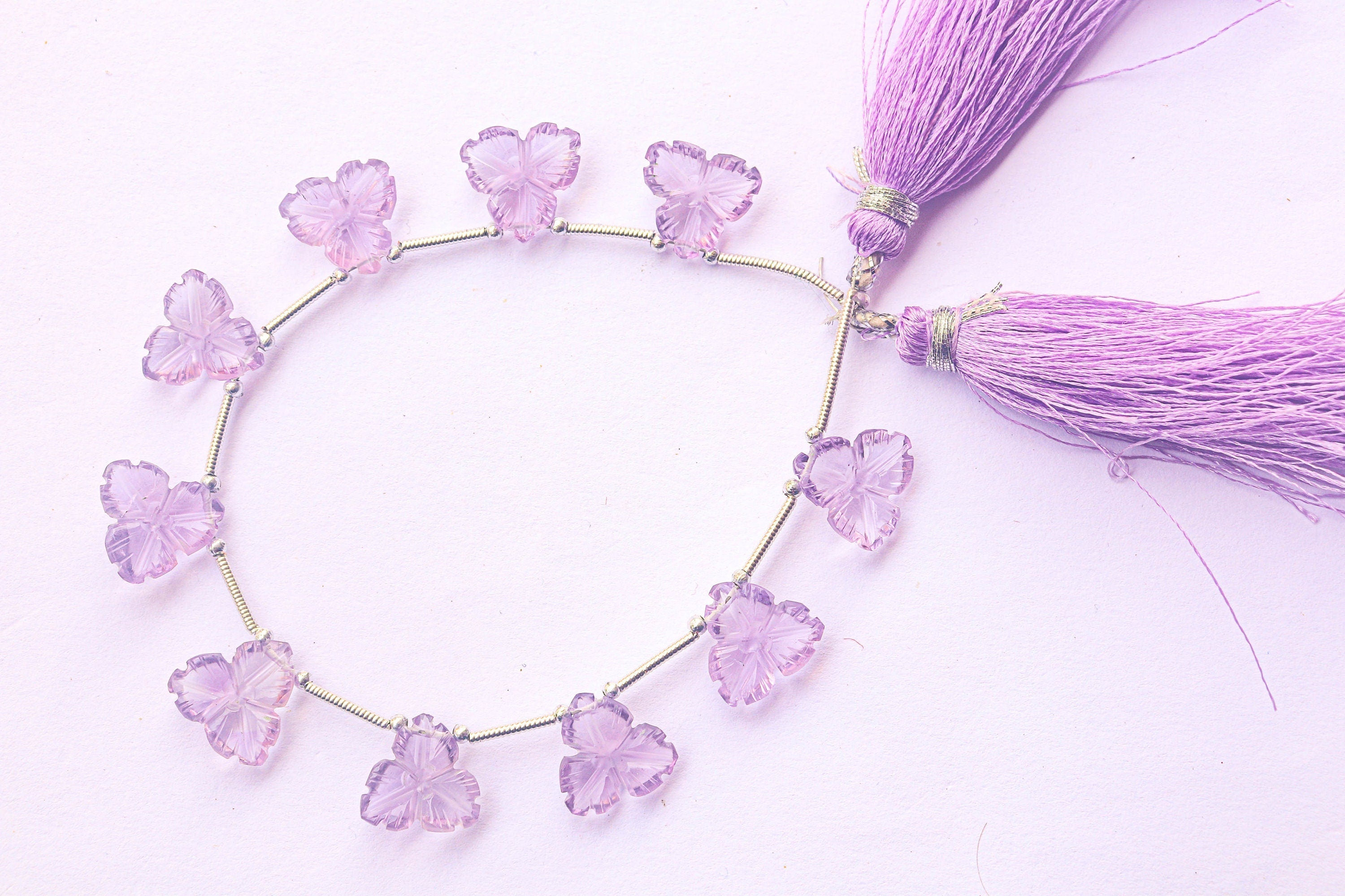 Natural Pink Amethyst Flower Carving  Beads Beadsforyourjewelry