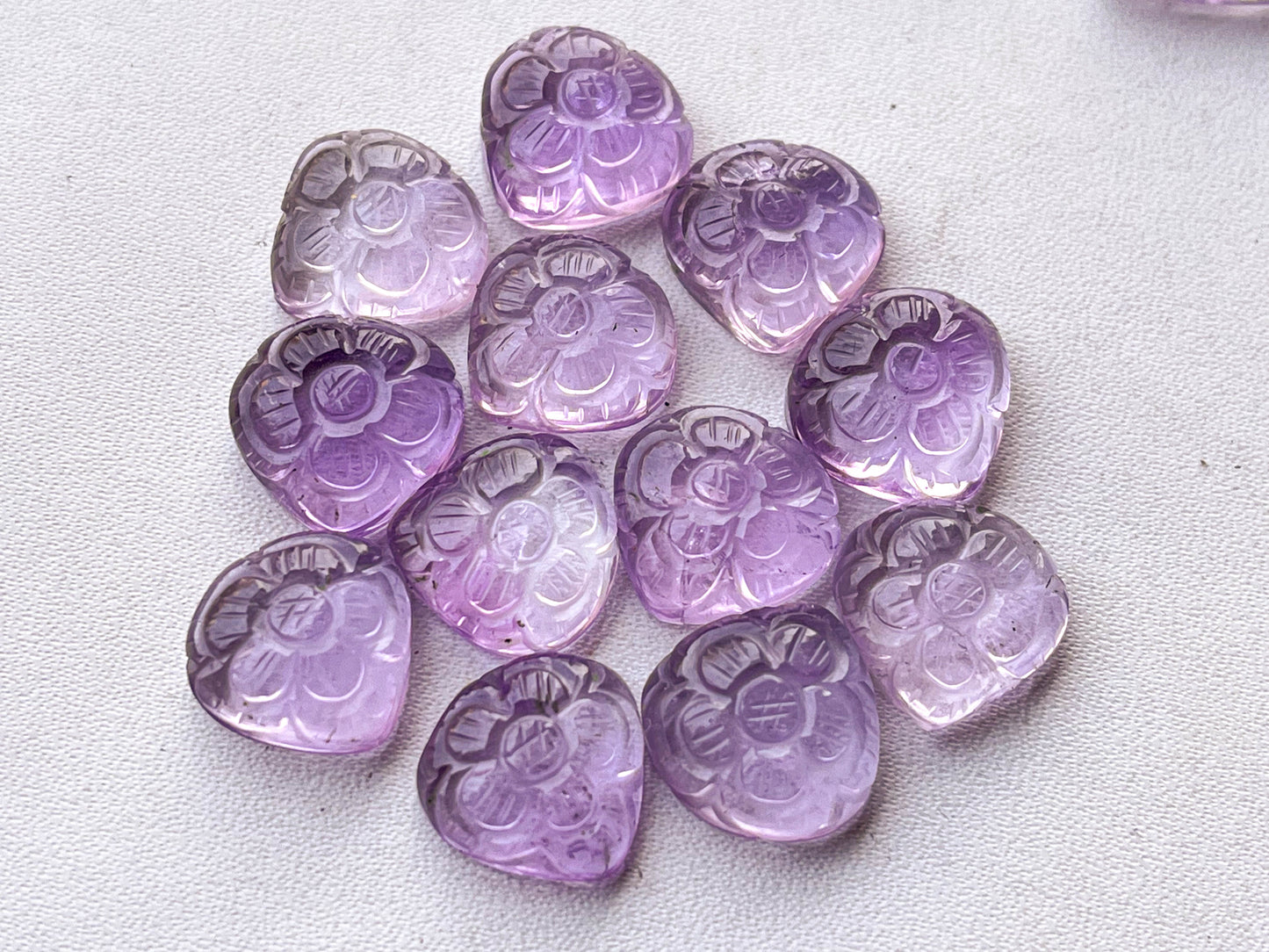 Natural Pink Amethyst flower carved Mix shape Cabs Beadsforyourjewelry