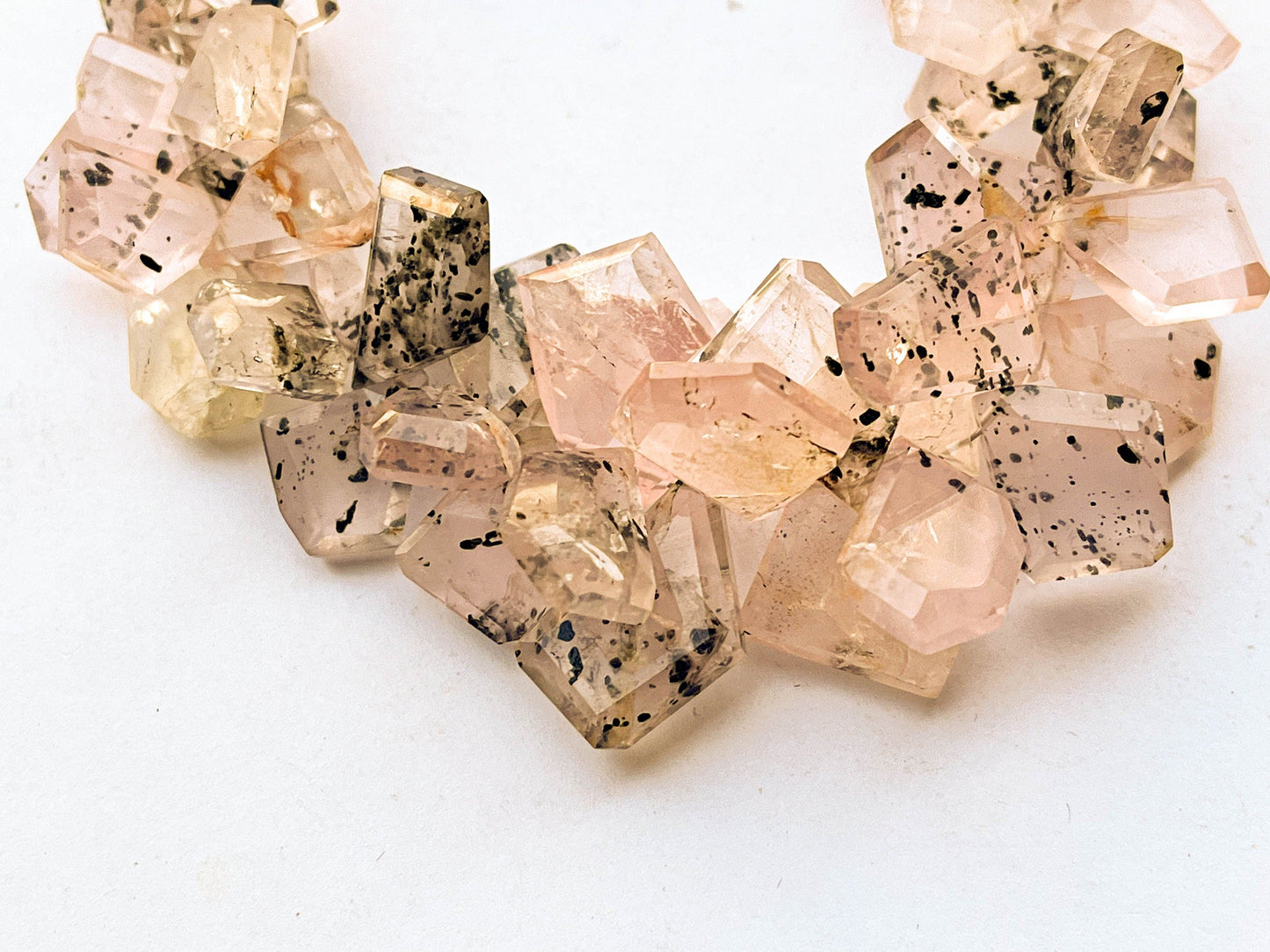 Natural Pink Dot Quartz Slice Shape Faceted Briolette Beads, Natural Gemstone, Pink Dot Quartz Beads, 45 Pieces, 5 Inch String Beadsforyourjewelry