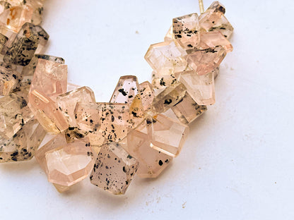 Natural Pink Dot Quartz Slice Shape Faceted Briolette Beads, Natural Gemstone, Pink Dot Quartz Beads, 45 Pieces, 5 Inch String Beadsforyourjewelry