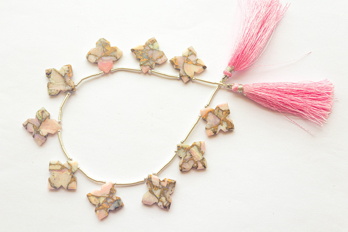 Natural Pink Opal Copper Composite Flower Shape Flat Cut | 20x20mm | 13 Pieces | 8 inch String Beadsforyourjewelry