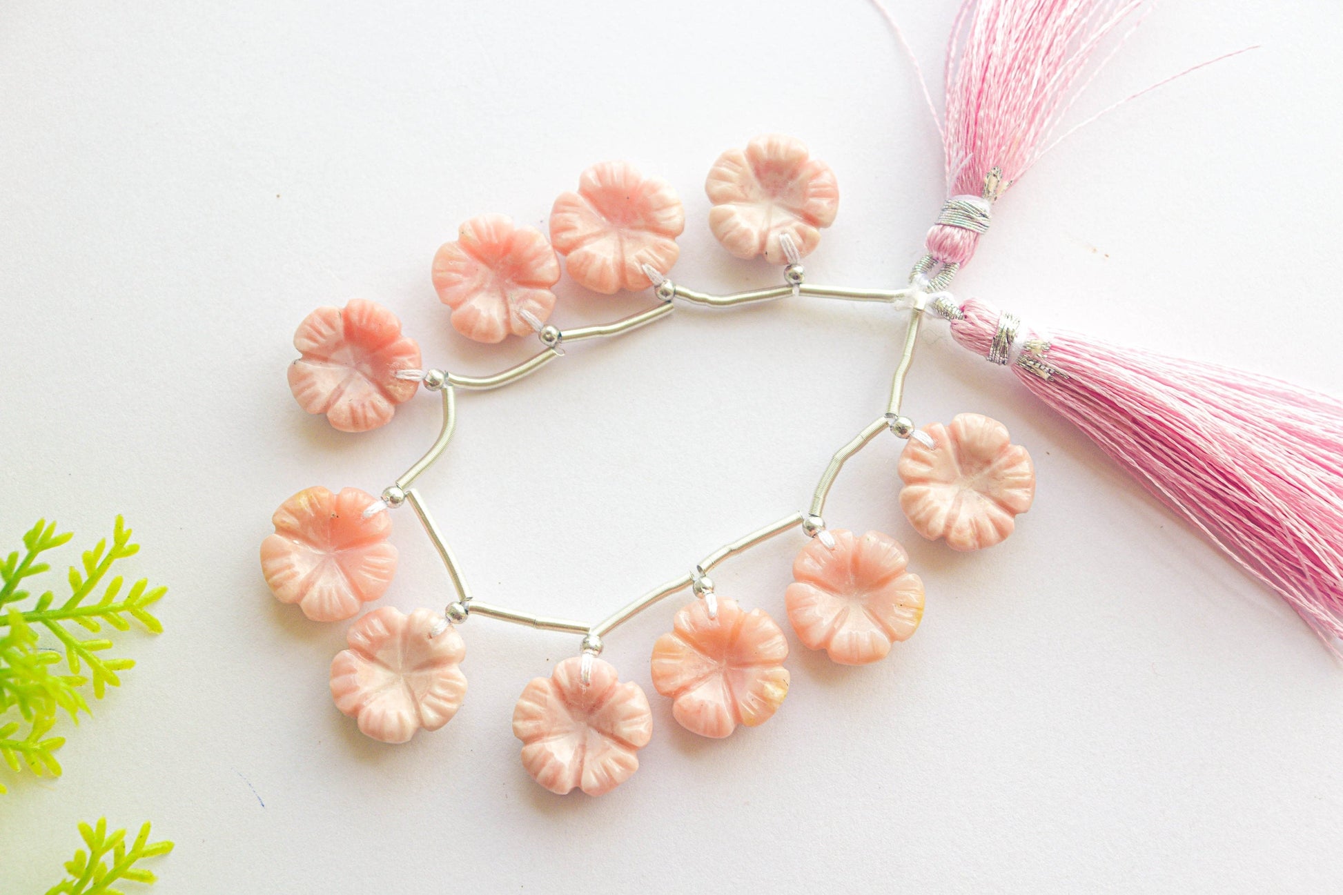 Natural Pink Opal Flower Carving  Beads | 15x15mm | 10 Pieces | Natural Gemstone | Beadsforyourjewellery BFYJ1173-3 Beadsforyourjewelry