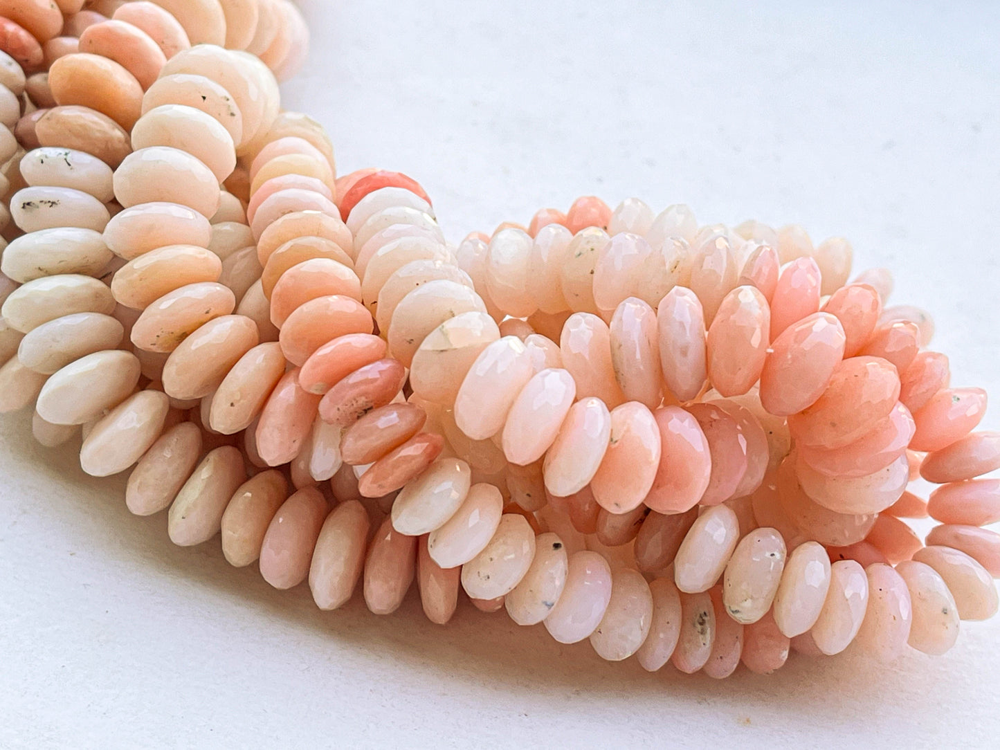 Natural Pink Peruvian Opal Micro Faceted German Cut Rondelle Beads Beadsforyourjewelry