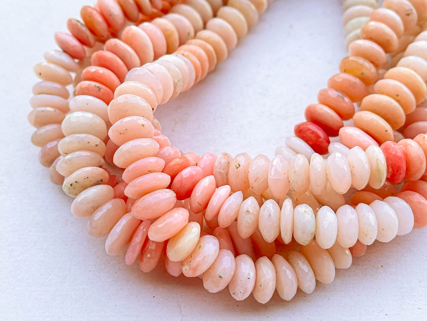Natural Pink Peruvian Opal Micro Faceted German Cut Rondelle Beads Beadsforyourjewelry